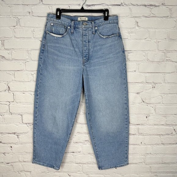 Madewell Denim - Madewell Balloon Women’s 31 Denim Jeans Button Fly Loose Fit Cropped Pants